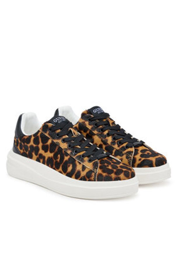 Guess Sneakersy FLTEL8 LEA12 Brązowy. Kolor: brązowy. Materiał: skóra