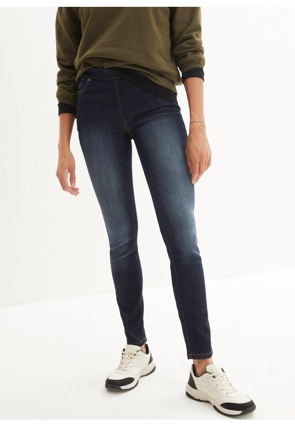 bonprix - Wygodne tregginsy ze stretchem. Kolor: niebieski