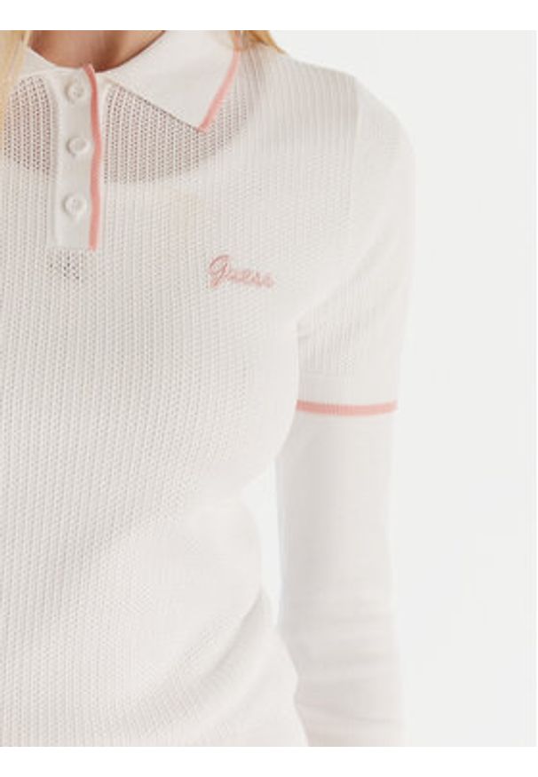 Guess Polo V5GP00Z3D60 Biały Slim Fit. Typ kołnierza: polo. Kolor: biały. Materiał: wiskoza