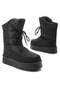 Big-Star - Czarne Śniegowce Big Star Ocieplane Obuwie Damskie. Okazja: na co dzień, na spacer. Kolor: czarny. Materiał: materiał, puch. Szerokość cholewki: normalna. Sezon: zima. Styl: casual, klasyczny #4