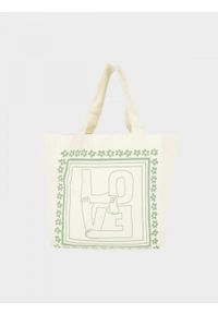 outhorn - Torba bawełniana na ramię - beżowa. Kolor: beżowy. Materiał: bawełna. Wzór: kolorowy, nadruk, haft #10