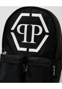 Philipp Plein - PHILIPP PLEIN - Czarny plecak z logotypem. Kolor: czarny. Materiał: nylon. Wzór: aplikacja #4