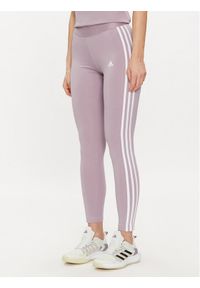 Adidas - adidas Legginsy 3 Stripes IR5347 Różowy Slim Fit. Kolor: fioletowy. Materiał: bawełna