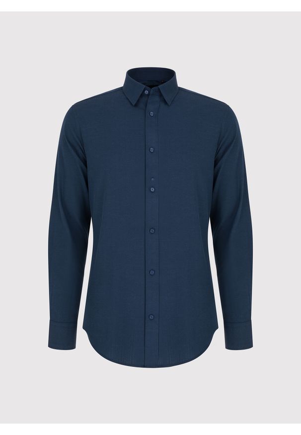 Pako Lorente - PAKO LORENTE - Granatowa koszula męska melanż. Kolor: niebieski. Materiał: bawełna, poliester. Długość rękawa: długi rękaw. Długość: długie. Wzór: melanż. Sezon: jesień