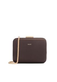Kazar - Wizytowa brązowa kopertówka na złotym łańcuszku. Kolor: brązowy. Styl: wizytowy. Rodzaj torebki: na ramię #1