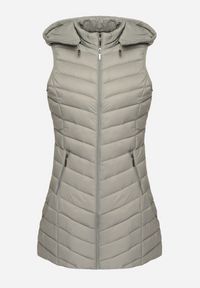 Born2be - Jasnozielona Pikowana Kamizelka z Odpinanym Kapturem Ivandirae. Okazja: na spacer, na co dzień. Kolor: zielony. Styl: casual, elegancki #6