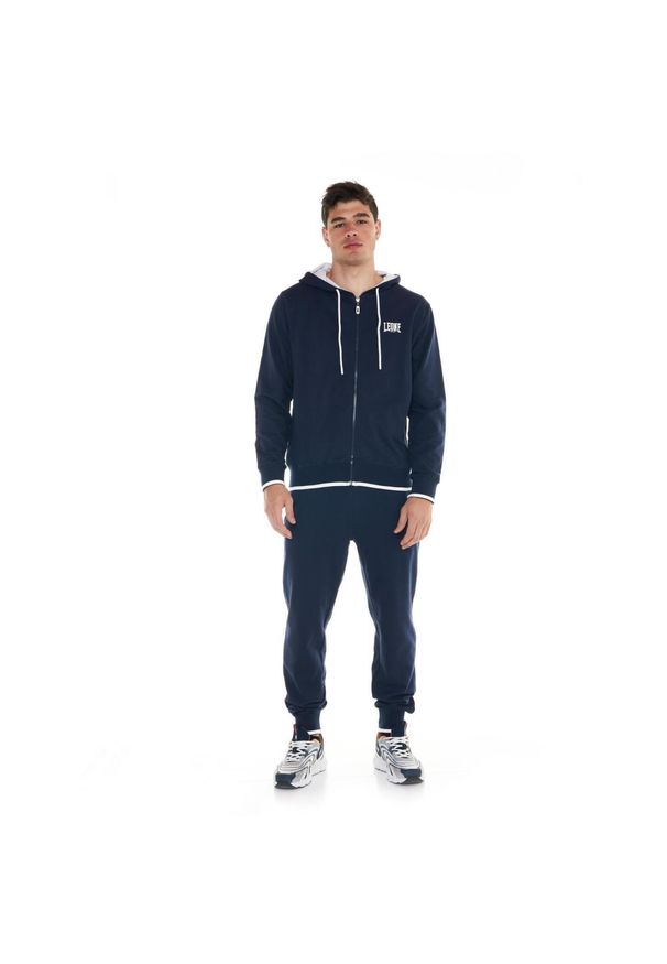 LEONE 1947 APPAREL - Sportowy dres męski Fluo z kapturem. Kolor: niebieski. Materiał: dresówka. Sport: fitness