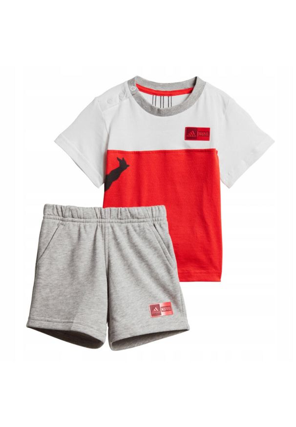 Dres komplet dzieciecy Adidas INF DY Spider-Man. Okazja: na uczelnię. Kolor: czerwony, biały, wielokolorowy. Materiał: dresówka