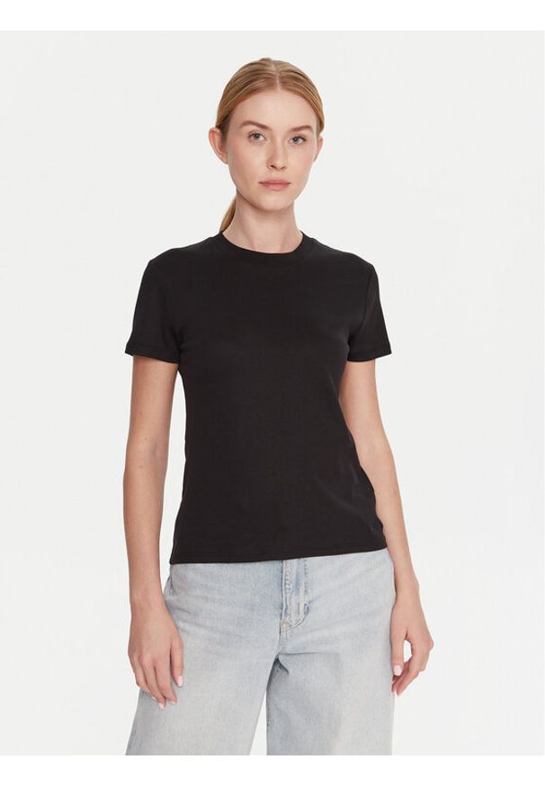 Calvin Klein T-Shirt LV044D201G Czarny Regular Fit. Kolor: czarny. Materiał: bawełna