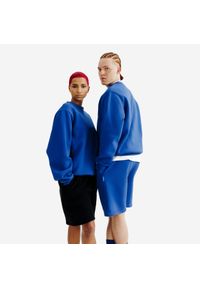 Decathlon - Bluza okrągły dekolt unisex. Kolor: niebieski. Materiał: poliester, materiał, bawełna, tkanina, prążkowany, elastan