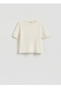 Reserved - Wełniany sweter - kremowy. Kolor: kremowy. Materiał: wełna #1