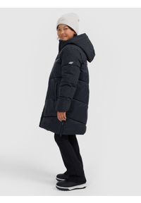 4f - 4F Płaszcz puchowy z wypełnieniem syntetycznym dziewczęcy - czarny 122 (6-7 lat). Okazja: na co dzień. Kolor: czarny. Materiał: syntetyk, puch. Długość: do kolan. Wzór: gładki. Sezon: lato. Styl: casual #2
