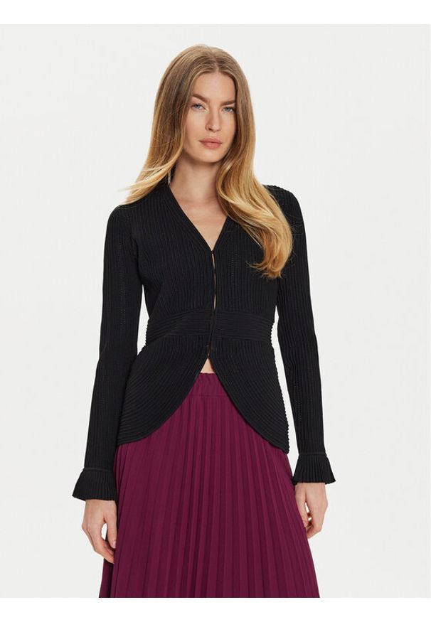 TwinSet - TWINSET Kardigan 242TT3123 Czarny Slim Fit. Kolor: czarny. Materiał: syntetyk, wiskoza