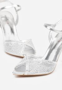 Renee - Srebrne Eleganckie Sandały na Szpilce Ozdobione Cyrkoniami Viofera. Zapięcie: sprzączka. Kolor: srebrny. Materiał: jeans. Wzór: aplikacja. Sezon: lato. Obcas: na szpilce. Styl: elegancki #4