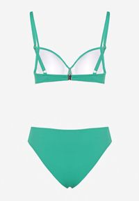 Born2be - Zielone Bikini Biustonosz z Trójkątną Ozdobą i Majtki Typu Figi Natisalia. Kolor: zielony. Wzór: aplikacja #6