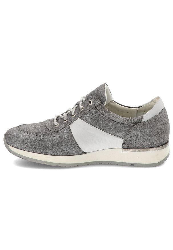 Srebrne Sneakersy Karino Błyszczące Modne Obuwie Damskie. Kolor: srebrny. Materiał: zamsz. Styl: sportowy, glamour, elegancki