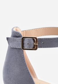 Renee - Niebieskie Czółenka na Słupku Vices ze Skórzaną Wkładką i Paskiem przy Kostce Nurilora. Zapięcie: pasek. Kolor: niebieski. Materiał: skóra. Obcas: na słupku. Styl: elegancki. Wysokość obcasa: średni #2