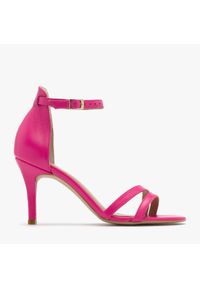 Ryłko - Różowe sandały na szpilce MIRELLA. Kolor: różowy. Materiał: skóra. Obcas: na szpilce