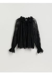 Reserved - Koronkowa bluzka - czarny. Kolor: czarny. Materiał: koronka #1
