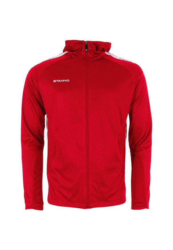 STANNO - Dziecięca bluza dresowa z kapturem zapinana na zamek błyskawiczny Stanno First. Typ kołnierza: kaptur. Kolor: wielokolorowy, biały, czerwony. Materiał: dresówka