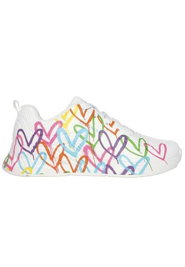 skechers - Buty do chodzenia damskie Skechers Uno Lite-Heart Of Hearts. Kolor: biały. Materiał: materiał, syntetyk. Szerokość cholewki: normalna. Sport: turystyka piesza