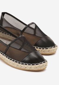 Born2be - Czarne Siateczkowe Espadryle na Podeszwie z Plecionki Follmiriela. Okazja: na co dzień, na spotkanie biznesowe, do pracy, na spacer. Kolor: czarny. Materiał: materiał. Wzór: kwiaty. Sezon: lato. Styl: biznesowy, klasyczny, elegancki, casual #3