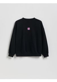 Reserved - Bawełniana bluza oversize - czarny. Kolor: czarny. Materiał: bawełna