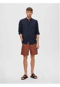 Selected Homme Koszula 16088372 Granatowy Regular Fit. Kolor: niebieski. Materiał: len #3
