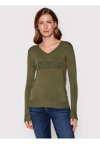 Guess Sweter W2YR26 Z2NQ0 Zielony Regular Fit. Kolor: zielony. Materiał: wiskoza