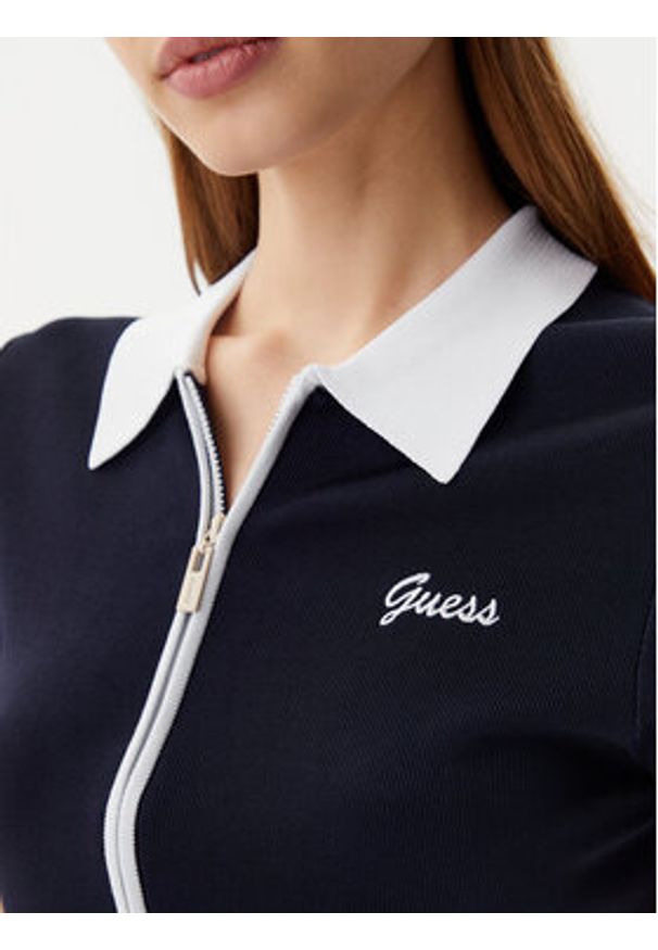 Guess Sukienka dzianinowa V5GK00 Z3D60 Granatowy Regular Fit. Kolor: niebieski. Materiał: wiskoza