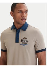 Aeronautica Militare Polo 261PO1908UP00191 Beżowy Slim Fit. Typ kołnierza: polo. Kolor: beżowy. Materiał: bawełna #4