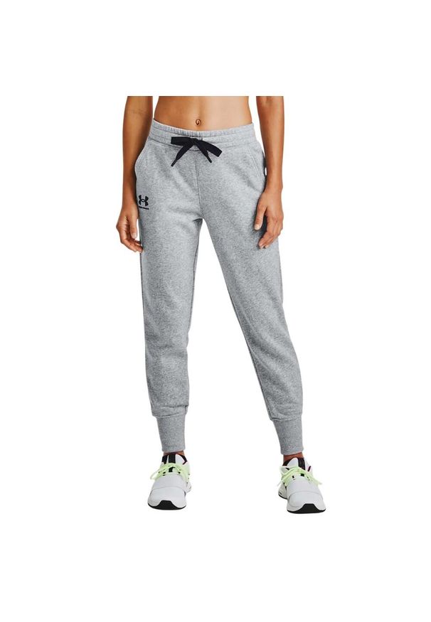 Under Armour - Spodnie Do Biegania Rival Fleece Dla Kobiet. Kolor: szary. Sport: turystyka piesza