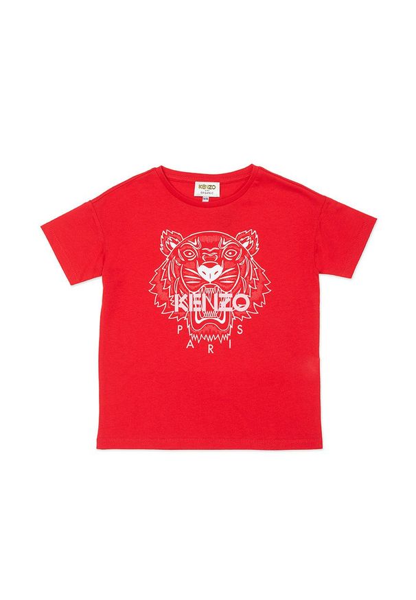 Kenzo kids - Kenzo Kids T-shirt dziecięcy kolor czerwony. Okazja: na co dzień. Kolor: czerwony. Materiał: dzianina. Długość rękawa: krótki rękaw. Długość: krótkie. Wzór: nadruk. Styl: casual