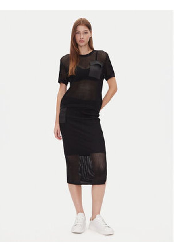 DKNY Sweter P5BSAV83 1 Czarny Regular Fit. Kolor: czarny. Materiał: syntetyk