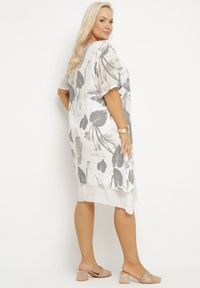Born2be - Jasnoszara Sukienka w Kwiaty z Bawełnianą Podszewką Mailionis. Okazja: na co dzień. Kolor: szary. Materiał: bawełna. Wzór: kwiaty. Sezon: lato. Styl: casual, elegancki #5