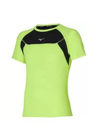 Koszulka do biegania męska Mizuno DryAeroFlowTee oddcyhająca. Kolor: zielony, wielokolorowy, żółty