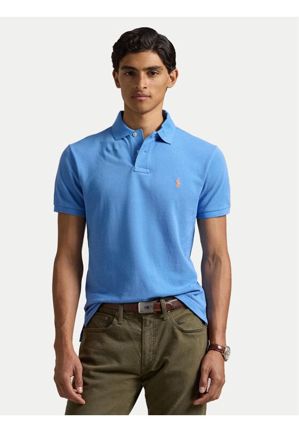 Polo Ralph Lauren Polo 710680784406 Niebieski Custom Slim Fit. Typ kołnierza: polo. Kolor: niebieski. Materiał: bawełna