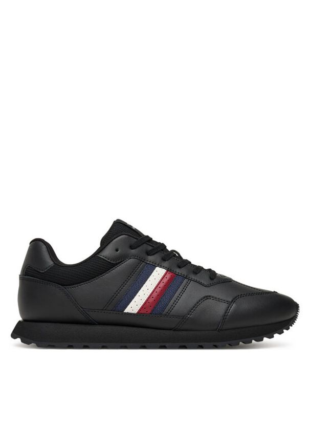 TOMMY HILFIGER - Tommy Hilfiger Sneakersy New Runner Eva Stripes FM0FM05637 Czarny. Kolor: czarny. Materiał: skóra