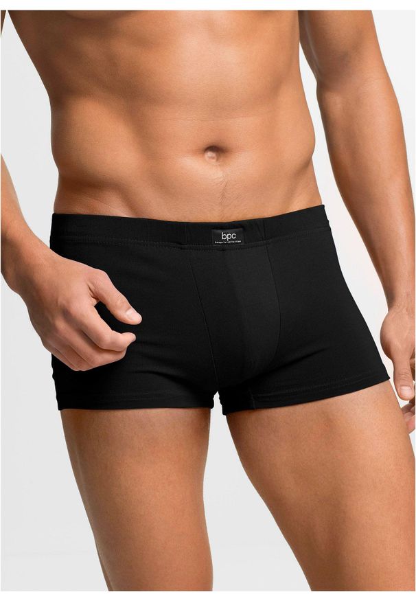 bonprix - Bokserki hipster z bawełną (3 pary). Kolor: czarny. Materiał: bawełna