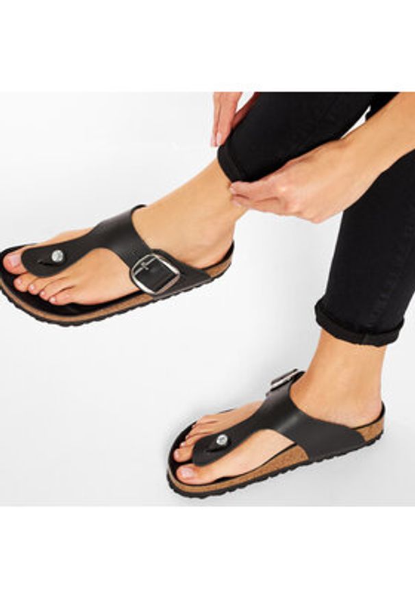 Birkenstock Japonki Gizeh Big Buckle 1018776 Czarny. Kolor: czarny. Materiał: skóra