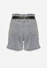 Renee - Jasnoniebieskie Bawełniane Szorty Jeansowe z Paskiem i Przetarciami High Waist Vikisona. Okazja: na co dzień. Stan: podwyższony. Kolor: niebieski. Materiał: jeans, bawełna. Styl: elegancki, casual #7