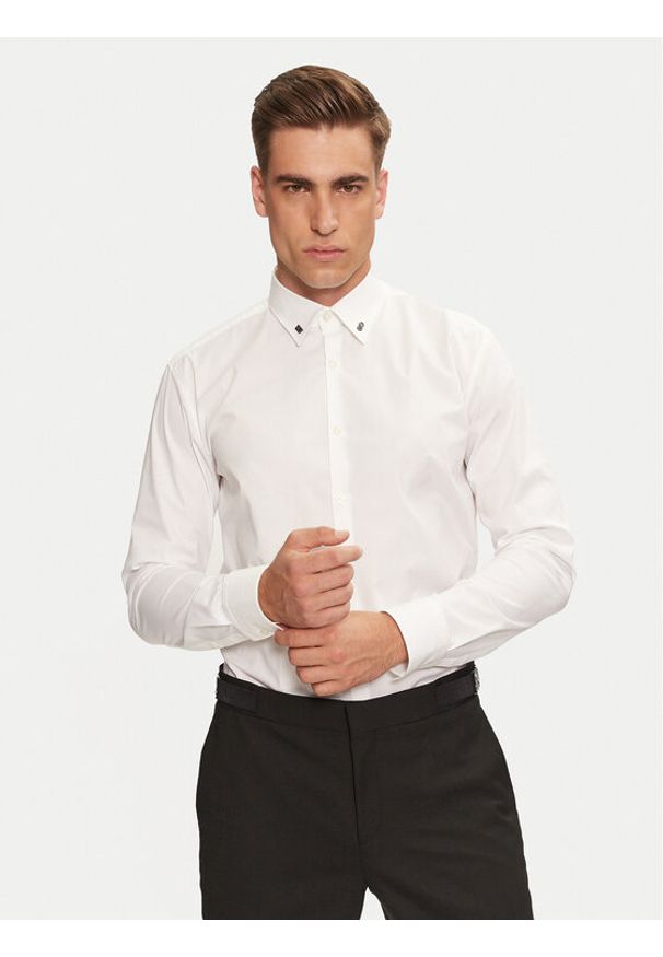 Hugo Koszula Ermo 50528474 Biały Slim Fit. Kolor: biały. Materiał: bawełna