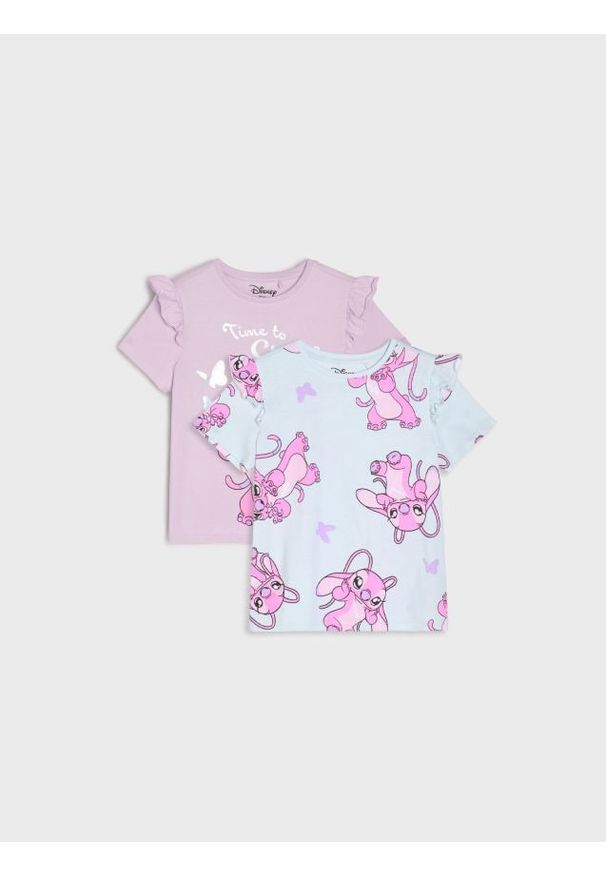 Sinsay - Bawełniana koszulka z nadrukiem 2 pack Lilo & Stitch - wielobarwny. Materiał: bawełna. Wzór: nadruk