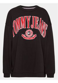 Tommy Jeans Curve Bluza Varsity DW0DW15701 Czarny Oversize. Kolor: czarny. Materiał: bawełna, syntetyk #1