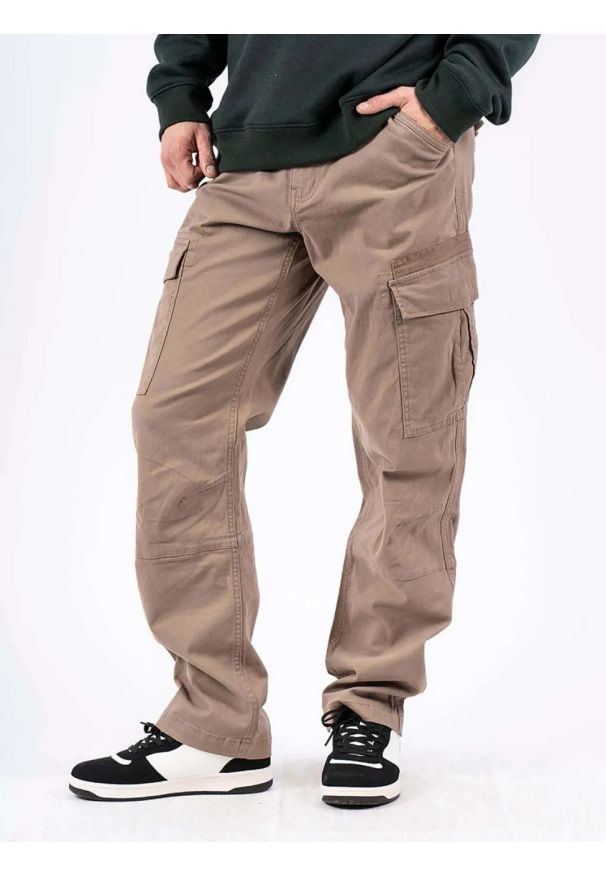 MARCUS - Męskie Spodnie Materiałowe Marcus Gerry Cargo 6080 Golden Sand 16-200146. Materiał: materiał