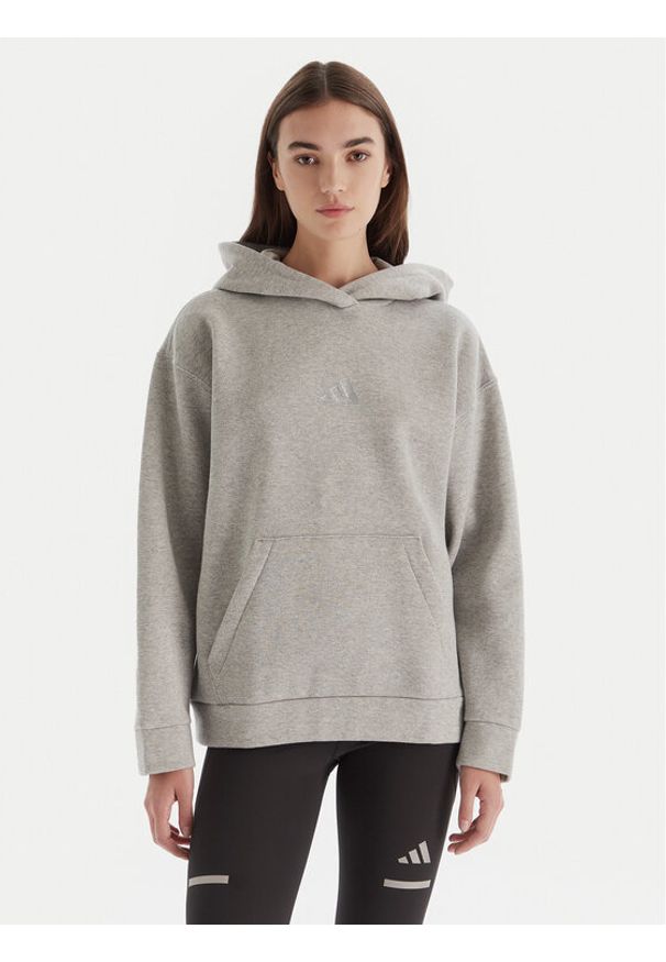 Adidas - adidas Bluza ALL SZN Holiday Glitter Fleece JV5757 Szary Loose Fit. Kolor: szary. Materiał: bawełna