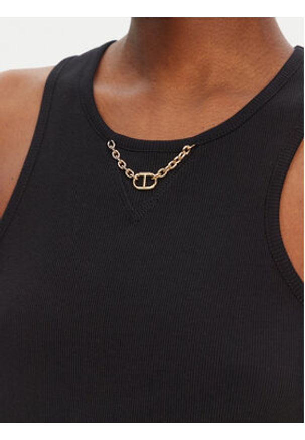 TwinSet - TWINSET Top 251TT2400 Czarny Slim Fit. Kolor: czarny. Materiał: bawełna