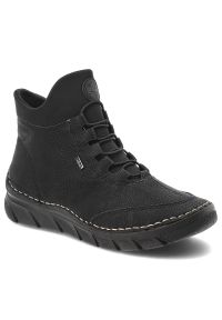 Czarne Botki Rieker Ocieplane Obuwie Damskie. Okazja: na co dzień. Kolor: czarny. Materiał: skóra ekologiczna. Styl: casual, elegancki #1