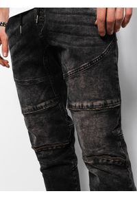 Ombre Clothing - Spodnie męskie marmurkowe JOGGERY z ozdobnymi przeszyciami - czarne V2 OM-PADJ-0111 - XL. Kolor: czarny. Materiał: jeans, bawełna, elastan #5