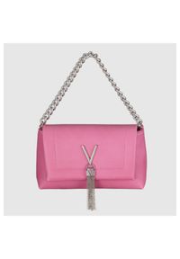 Valentino by Mario Valentino - VALENTINO Różowa torebka z ozdobnym V oceania re satchel. Kolor: różowy. Materiał: skórzane #5